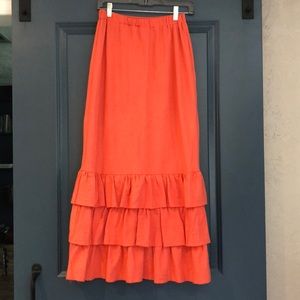 Bright Coral Dainty Jewels Maxi Skirt